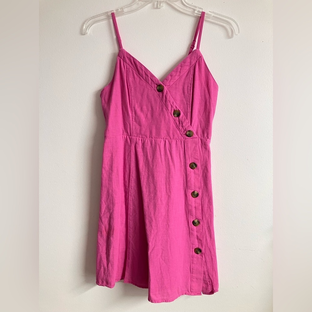 Women’s Linen Blend Mini Dress, XS, Pink, American Eagle